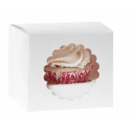 1 cupcake doos met venster en houder